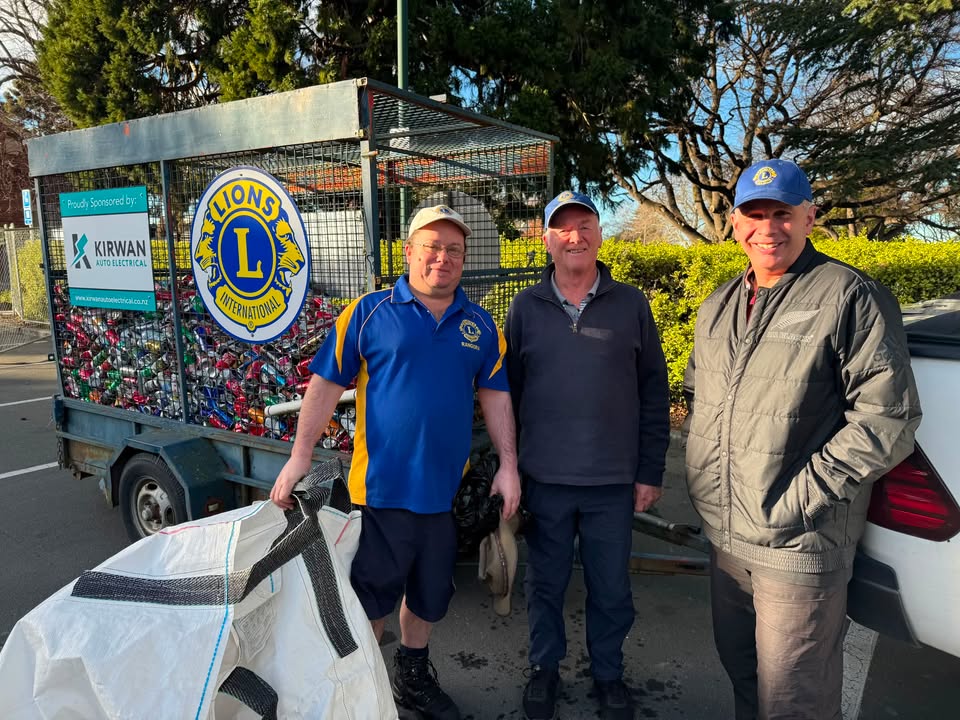 Cash for Cans first Saturday of the Month. Another Rangiora Lions Club project. Lions; Brad…